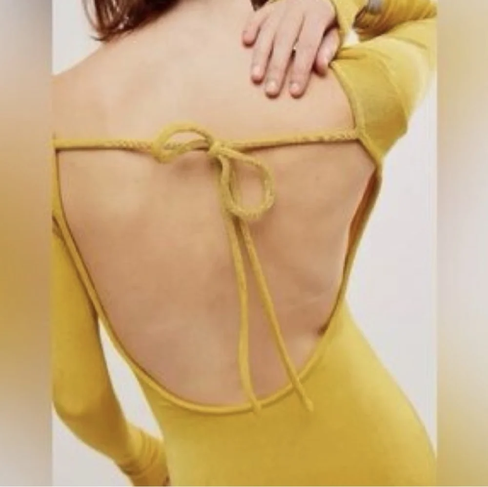 Free People Call Me Later Mini Dress sz LRG in Ceylon Yellow​​